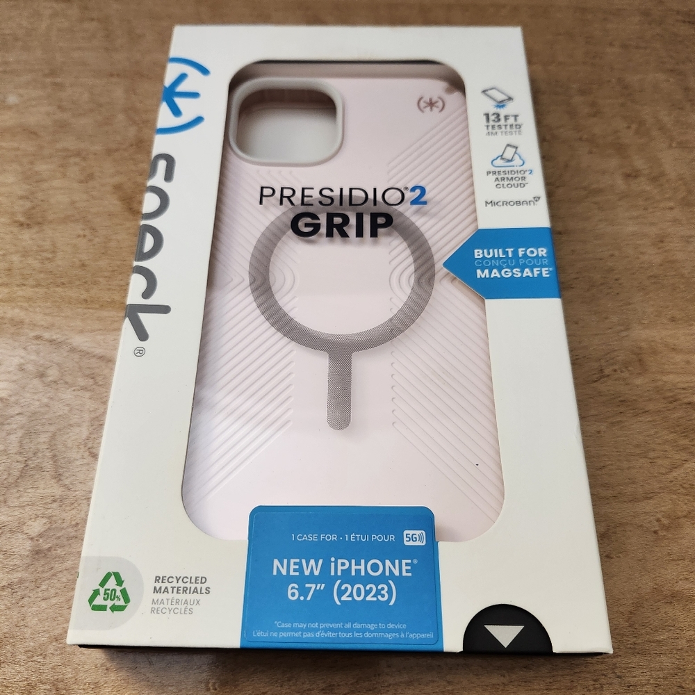 Speck Presidio2 Grip Magsafe Case For Apple iPhone 14 Plus/15 Plus Nimbus Pink